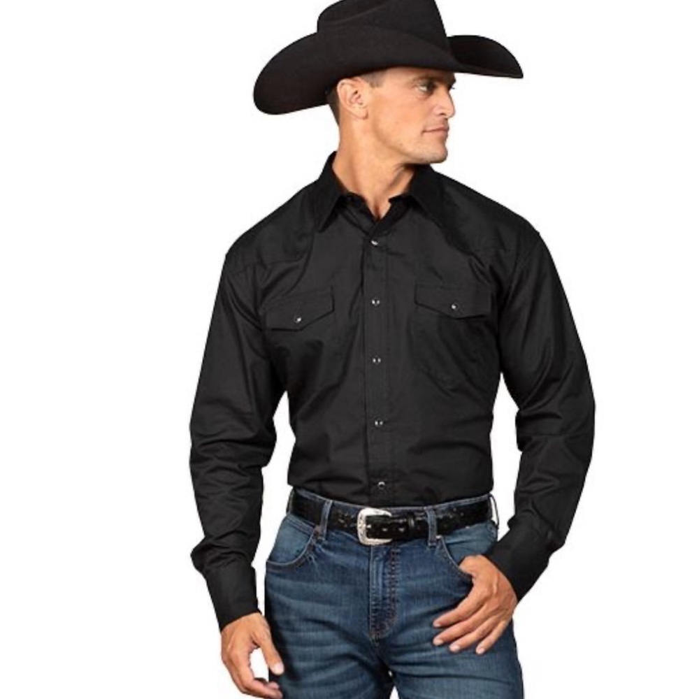 Black Western Wrangler Pearlsnap Men’s Shirt
